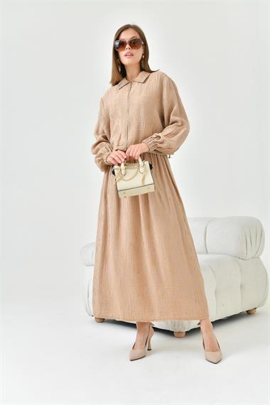 FTZ Women Kadın Craş Keten Takım  Beige 30816