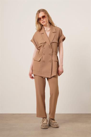 FTZ Women Kadın Crep Pantolonlu Takım  Vizon 31173