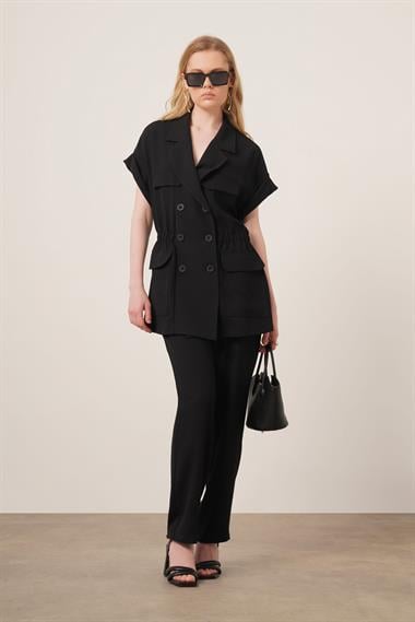 FTZ Women Kadın Crep Pantolonlu Takım  Siyah 31173