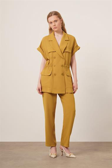 FTZ Women Kadın Crep Pantolonlu Takım  Yağ Yeşili 31173