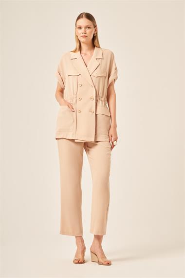 FTZ Women Kadın Crep Pantolonlu Takım  Beige 31173