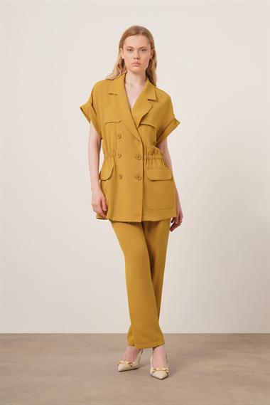 FTZ Women Kadın Crep Pantolonlu Takım  Yağ Yeşili 31173