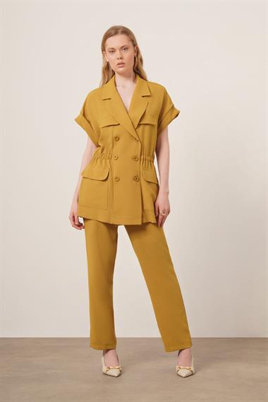 FTZ Women Kadın Crep Pantolonlu Takım  Yağ Yeşili 31173