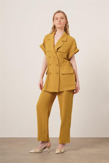 FTZ Women Kadın Crep Pantolonlu Takım  Yağ Yeşili 31173