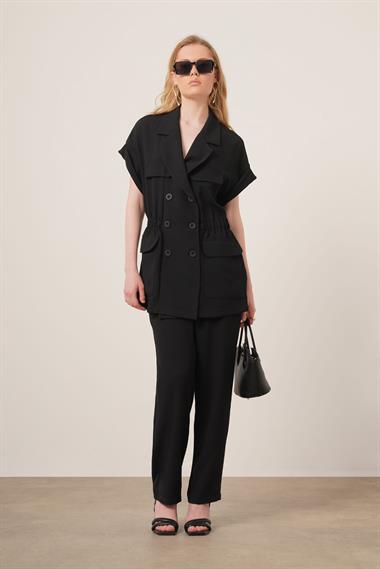 FTZ Women Kadın Crep Pantolonlu Takım  Siyah 31173