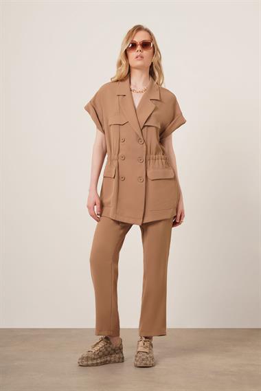 FTZ Women Kadın Crep Pantolonlu Takım  Vizon 31173