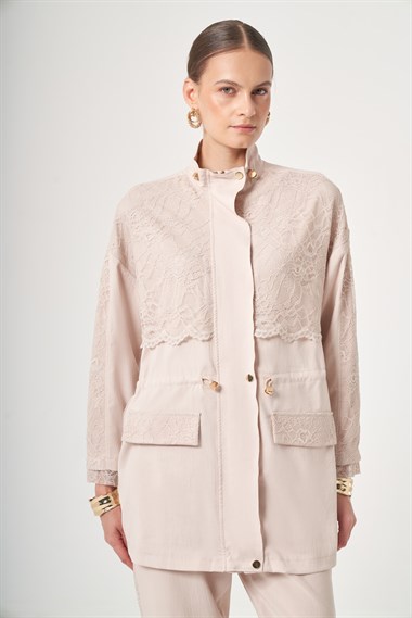 FTZ Women Kadın Dantel Detay Takım  Beige 31384