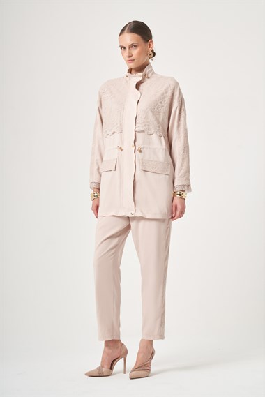 FTZ Women Kadın Dantel Detay Takım  Beige 31384
