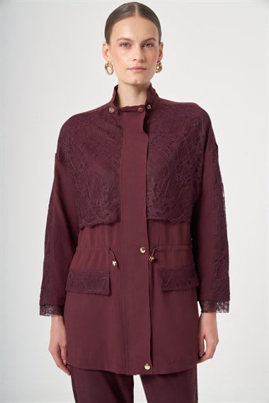 FTZ Women Kadın Dantel Detay Takım  Bordo 31384