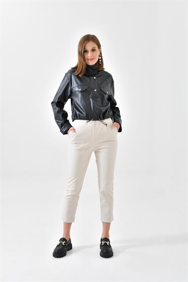 FTZ Women Kadın Deri Bluz  Siyah RBN4017
