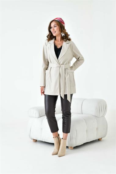 FTZ Women Kadın Deri Ceket  Beige 30917