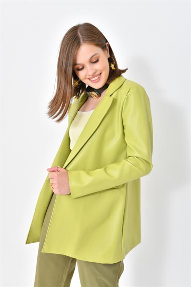 FTZ Women Kadın Deri Ceket Fıstık Yeşili