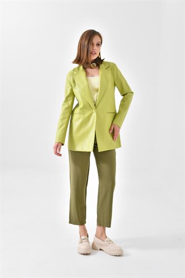 FTZ Women Kadın Deri Ceket Fıstık Yeşili