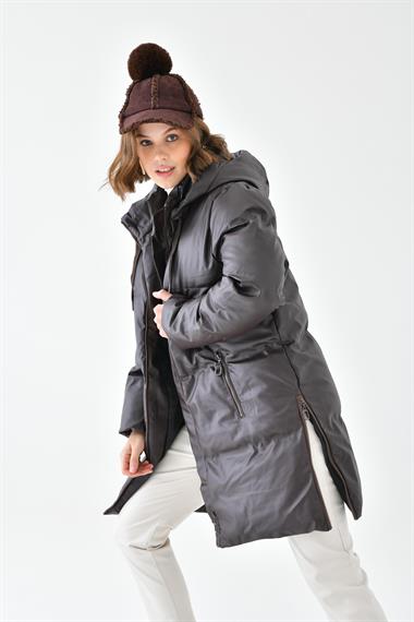 FTZ Women Kadın Deri Kaban  Kahve RBN4068