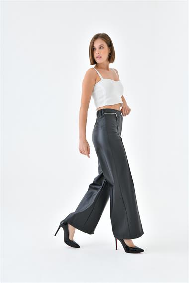 FTZ Women Kadın Deri Pantolon  Siyah 30634
