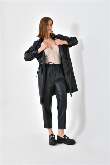 FTZ Women Kadın Deri Pantolon  Siyah RBN4049