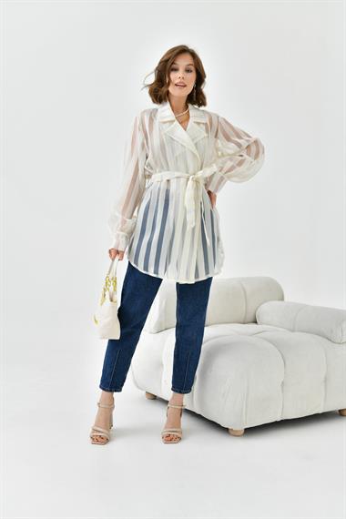 FTZ Women Kadın Desenli Organze Kap  Taş 30738