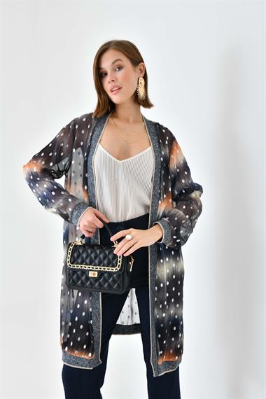 FTZ Women Kadın Desenli Ribanalı Kap  Saks Mavi 30736