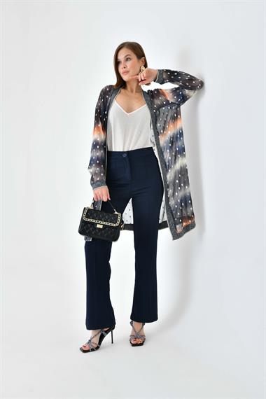 FTZ Women Kadın Desenli Ribanalı Kap  Saks Mavi 30736