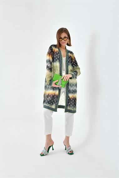 FTZ Women Kadın Desenli Ribanalı Kap  Yeşil 30736