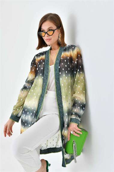 FTZ Women Kadın Desenli Ribanalı Kap  Yeşil 30736