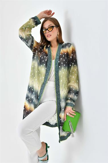 FTZ Women Kadın Desenli Ribanalı Kap  Yeşil 30736