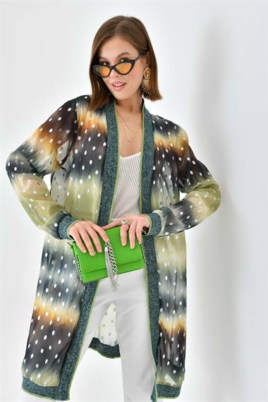 FTZ Women Kadın Desenli Ribanalı Kap  Yeşil 30736