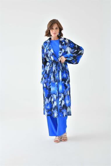 FTZ Women Kadın Desenli Takım  Saks Mavi 30703