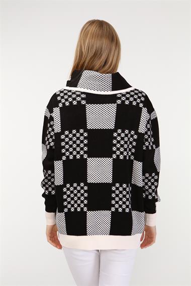 FTZ Women Kadın Desenli Triko Kazak  Ekru 21-6021