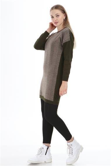 FTZ Women Kadın Desenli Tunik  Haki 21-1236