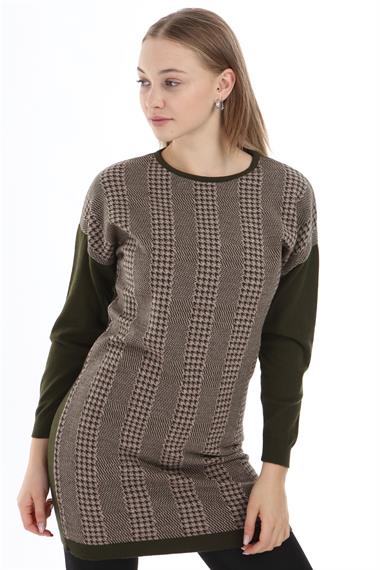 FTZ Women Kadın Desenli Tunik  Haki 21-1236