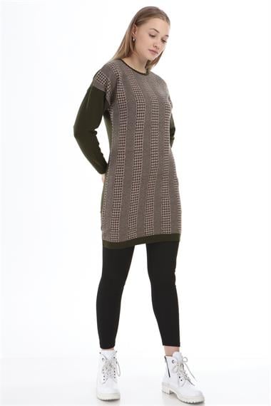 FTZ Women Kadın Desenli Tunik  Haki 21-1236