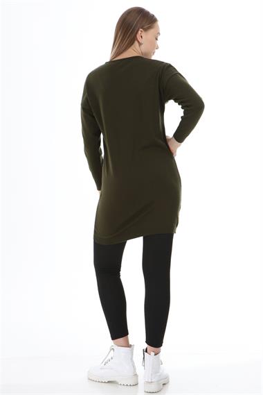 FTZ Women Kadın Desenli Tunik  Haki 21-1236