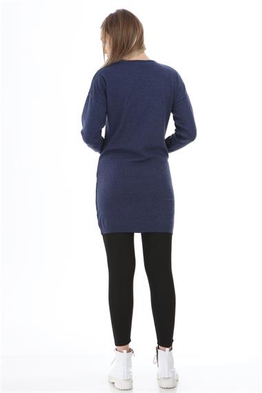 FTZ Women Kadın Desenli Tunik  İndigo 21-1236