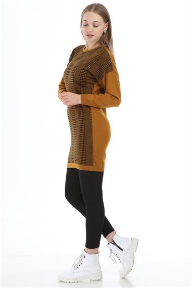 FTZ Women Kadın Desenli Tunik  Safran 21-1236