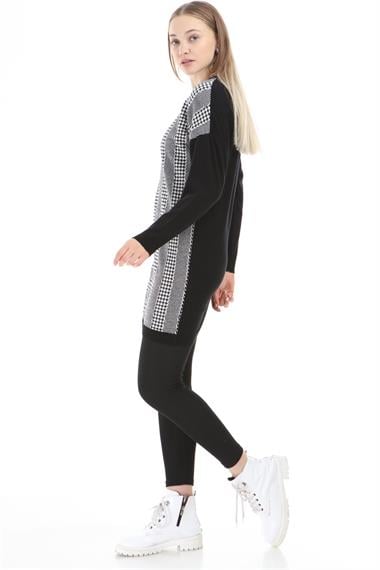 FTZ Women Kadın Desenli Tunik  Siyah 21-1236