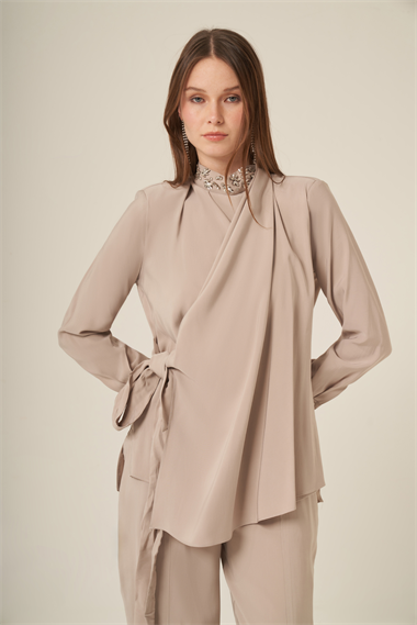 FTZ Women Kadın Doğal Elyaf Yaka Taşli Takım  Taş 31316