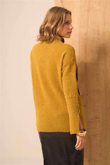 FTZ Women Kadın Düğme Detay Kazak  Hardal 25064