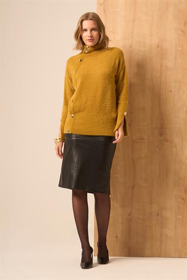 FTZ Women Kadın Düğme Detay Kazak  Hardal 25064