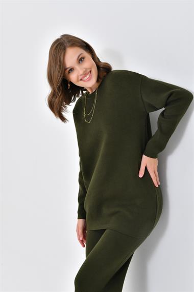 FTZ Women Kadın  Düz Basic İkili Takım  Haki 20588