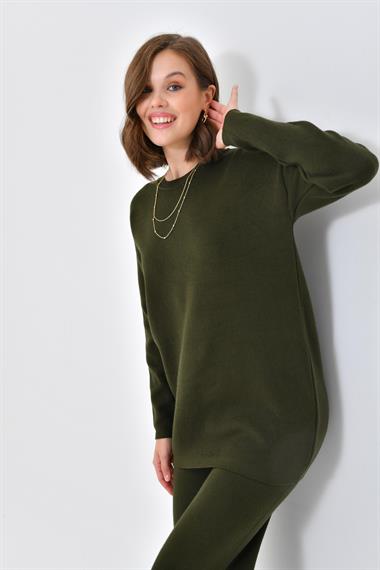 FTZ Women Kadın  Düz Basic İkili Takım  Haki 20588