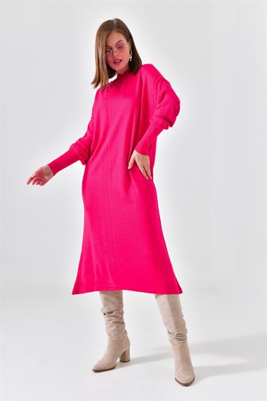 FTZ Women Kadın DÜz Basic Tunik  Fuşya 20678