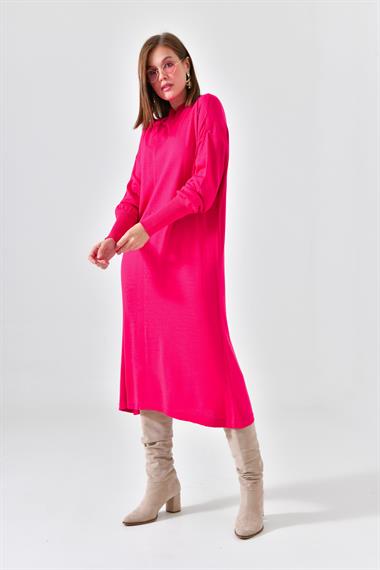 FTZ Women Kadın DÜz Basic Tunik  Fuşya 20678