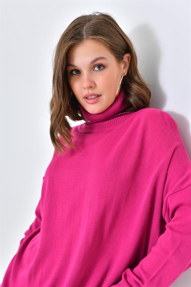 FTZ Women Kadın Düz Basic Tunik  Fuşya 20489
