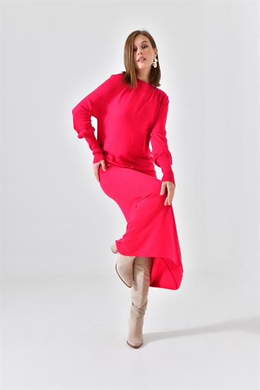 FTZ Women Kadın Düz Basic Tunik  Fuşya 20677