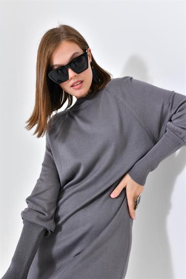 FTZ Women Kadın Düz Basic Tunik  Gri 20677