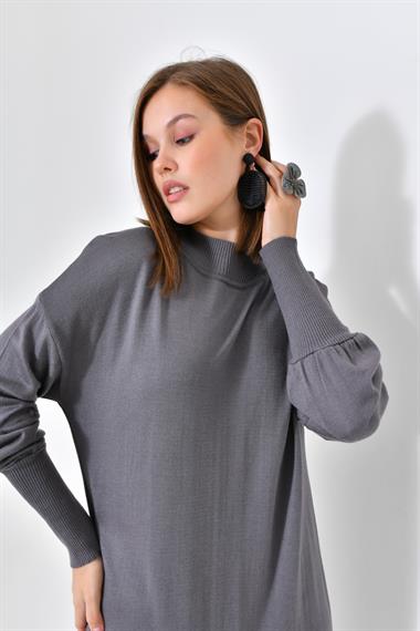 FTZ Women Kadın DÜz Basic Tunik  Gri 20678