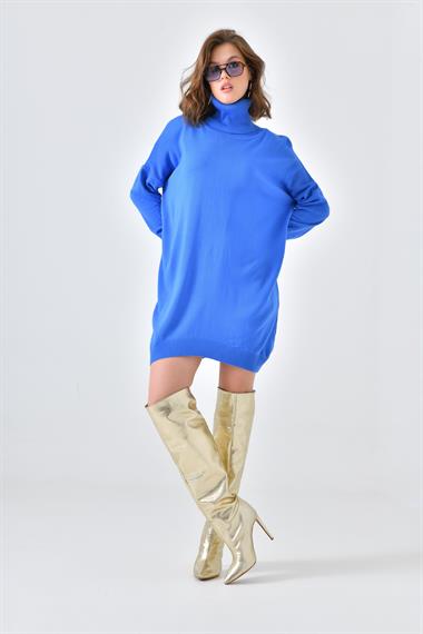 FTZ Women Kadın Düz Basic Tunik  Mavi 20489