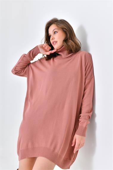 FTZ Women Kadın Düz Basic Tunik  Pudra 20489