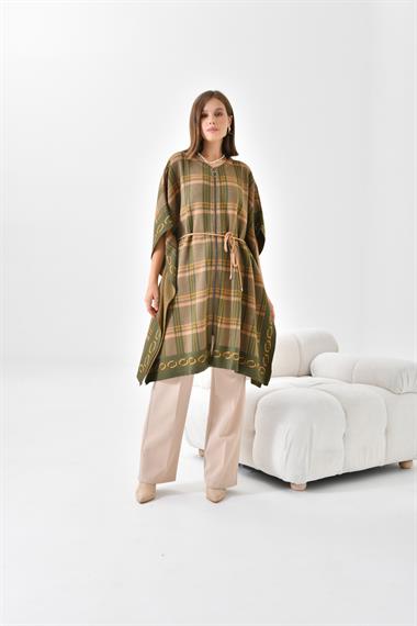FTZ Women Kadın Ekose Detay Panço  Haki 21-1116